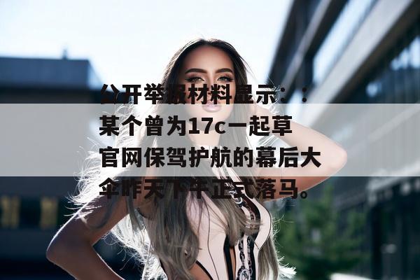 公开举报材料显示：：某个曾为17c一起草官网保驾护航的幕后大伞昨天下午正式落马。
